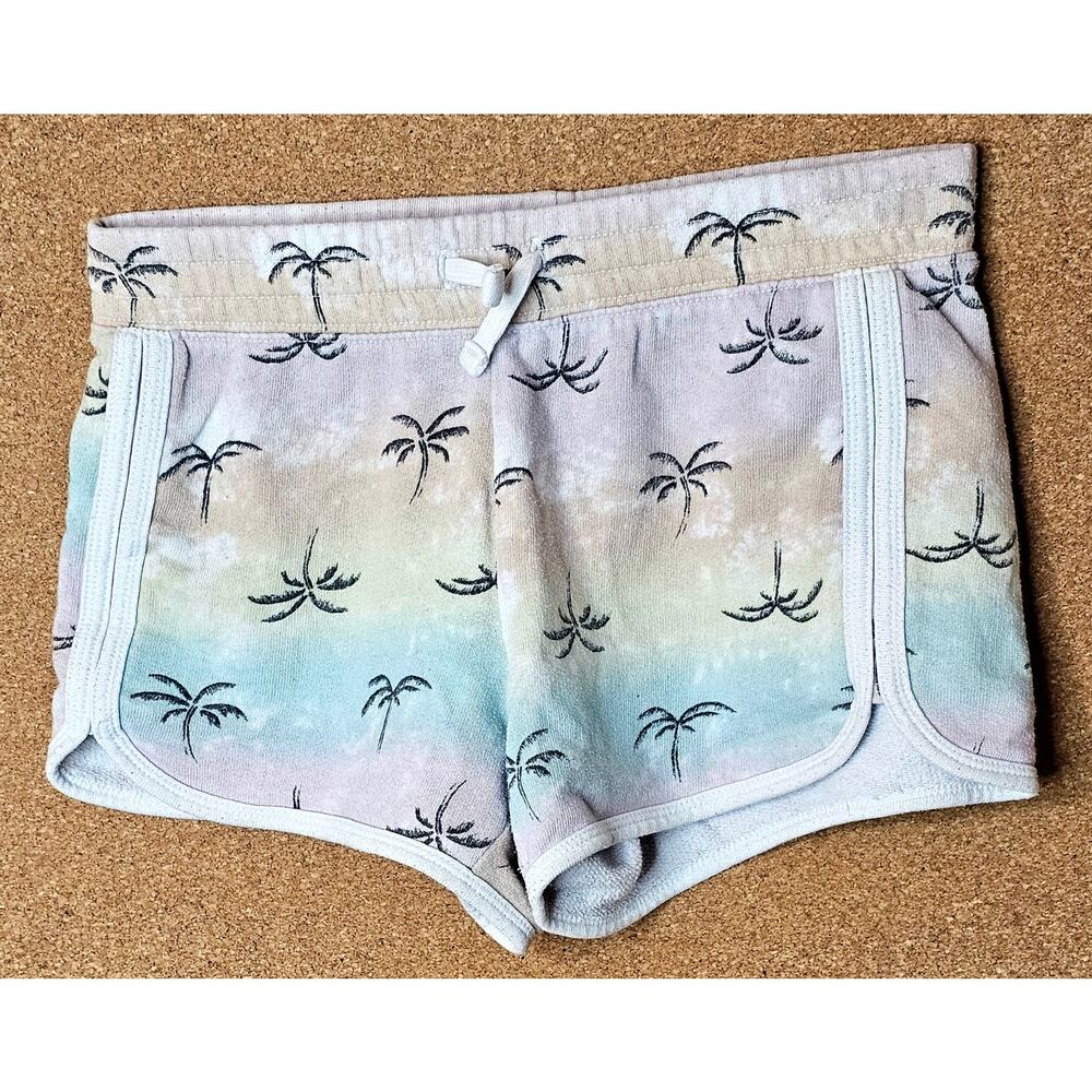 SO Favorite Kohl’s Tropical Multi Color Palm Tree Sweat Shorts Girls Large 10/12